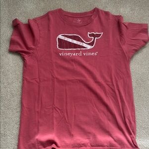 Vineyard Vines Red Short Sleeve Tee with Whale Logo